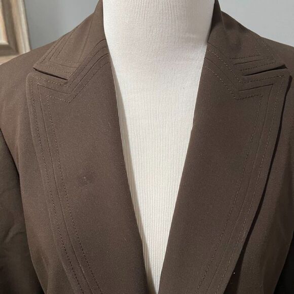 Jones New York Brown Peak Lapel Single Breasted Lined Blazer Suit Jacket Size 6 - Picture 7 of 11